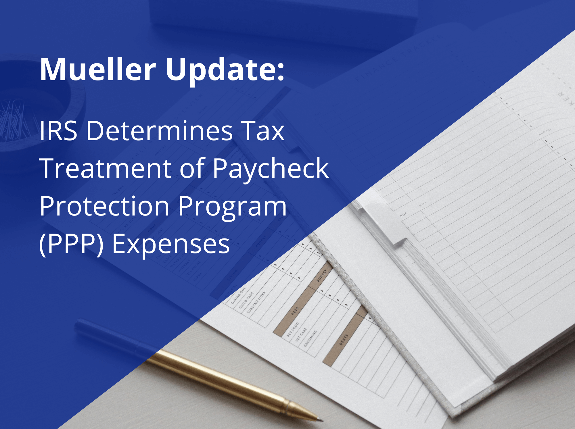 IRS Determines Tax Treatment of Paycheck Protection Program (PPP) Expenses